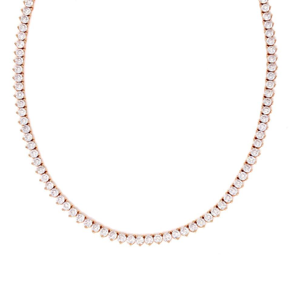 Emerald Tennis Necklace - Rose Gold